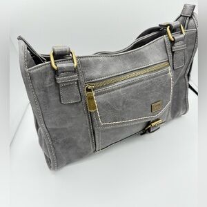 BOC Gray Shoulder Bag with Gold Accents